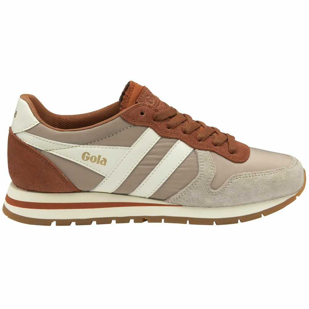 Gola Classics Daytona Chute Women Sneakers Grey / Orange Brown / White | KWVZGN046