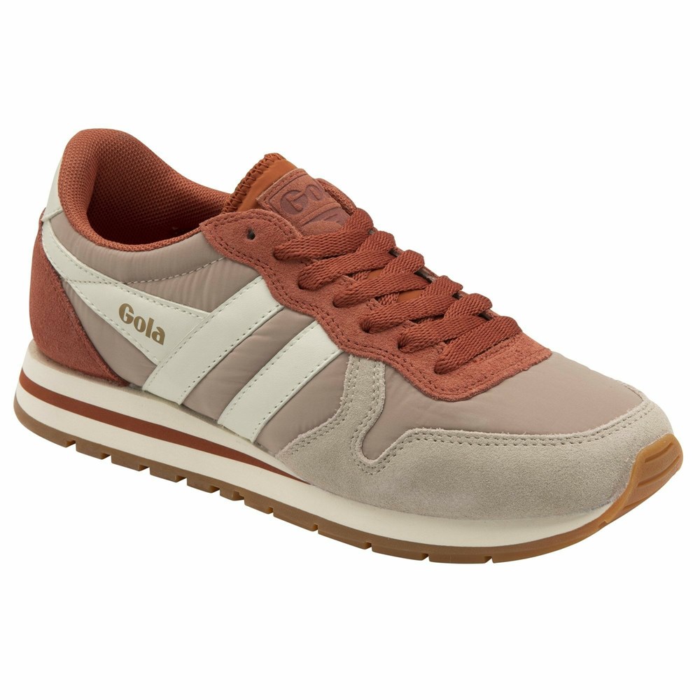 Gola Classics Daytona Chute Women Sneakers Grey / Orange Brown / White | KWVZGN046