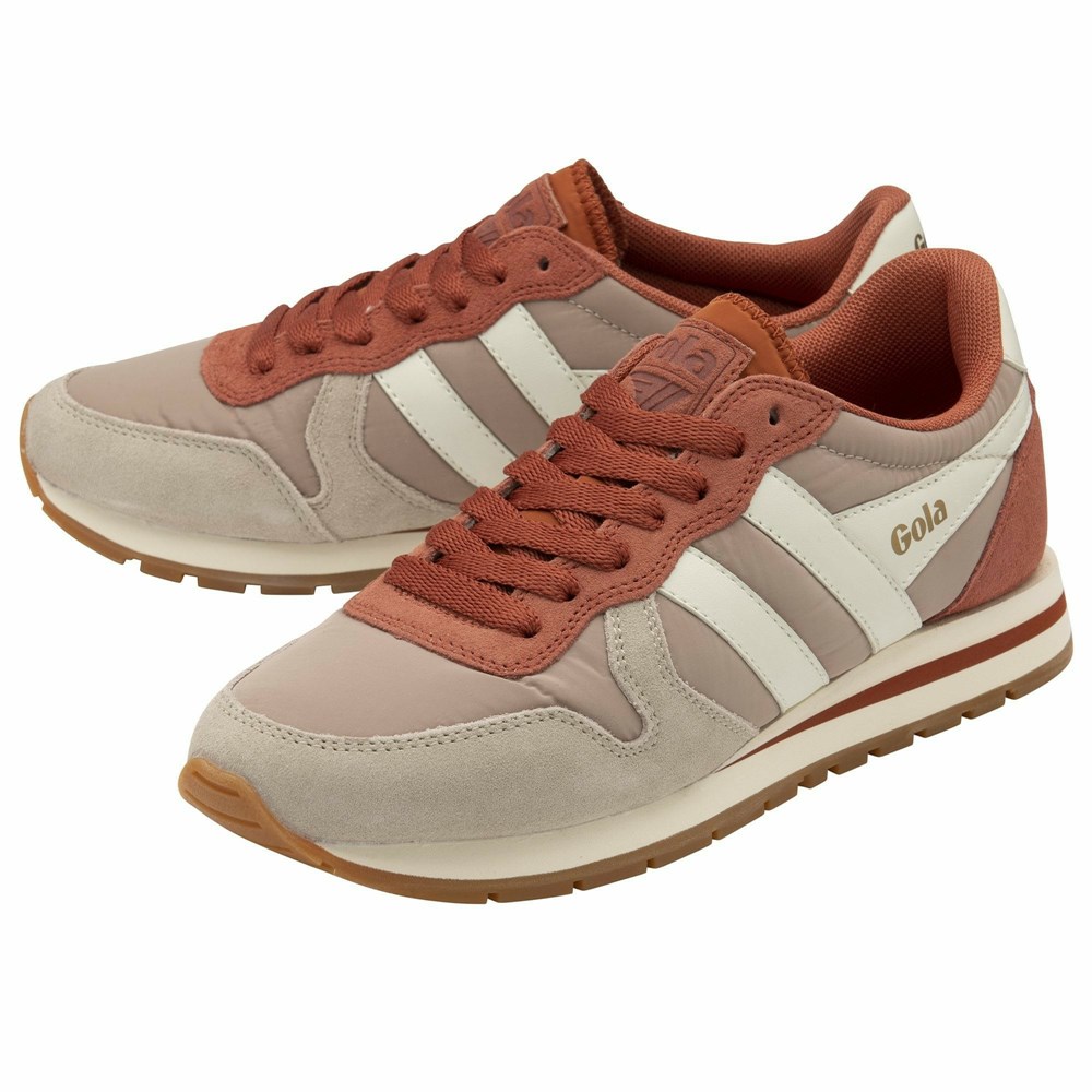 Gola Classics Daytona Chute Women Sneakers Grey / Orange Brown / White | KWVZGN046