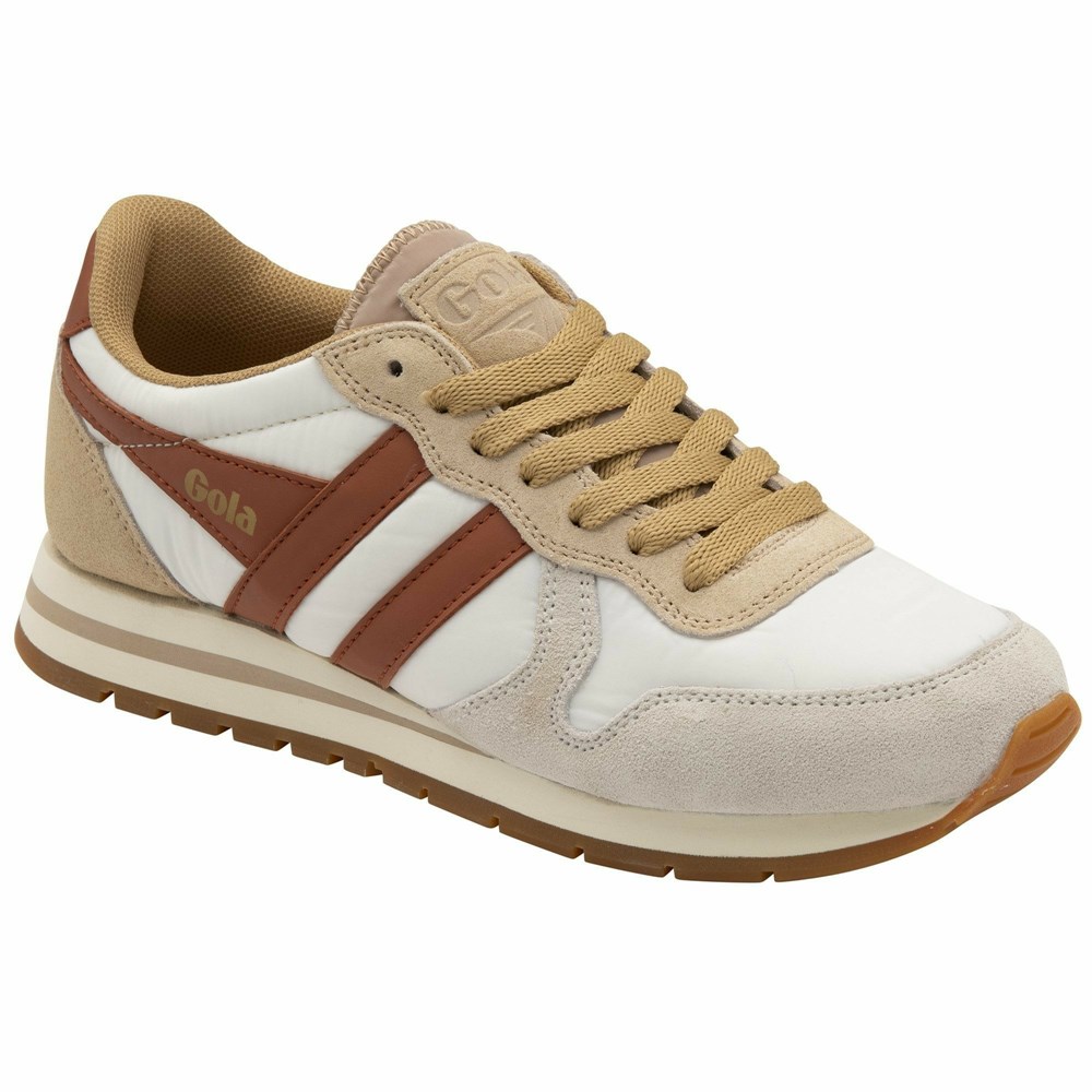 Gola Classics Daytona Chute Women Sneakers White / Orange Brown | IFDQZV456