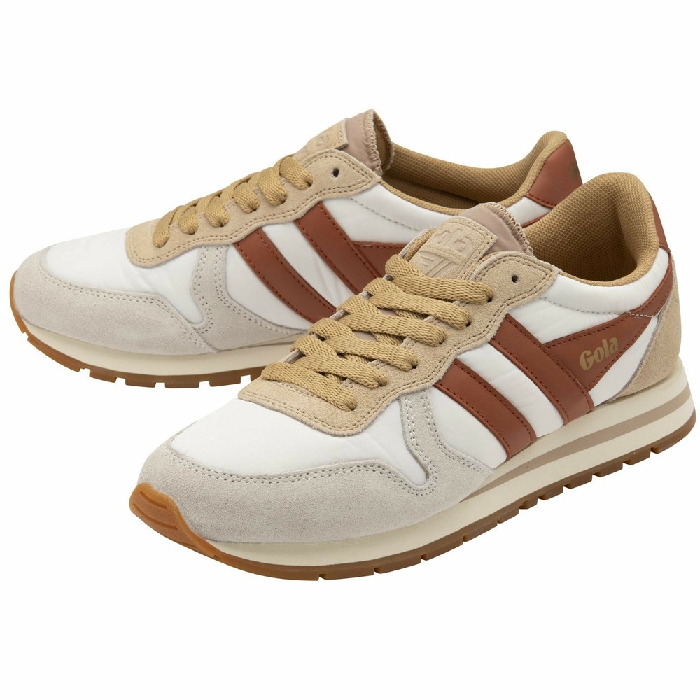 Gola Classics Daytona Chute Women Sneakers White / Orange Brown | IFDQZV456