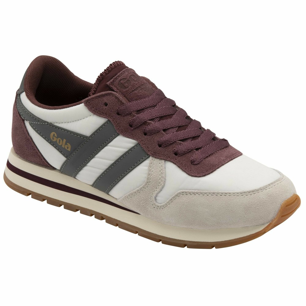 Gola Classics Daytona Chute Women Sneakers White / Burgundy / Grey | ZKDLCV201