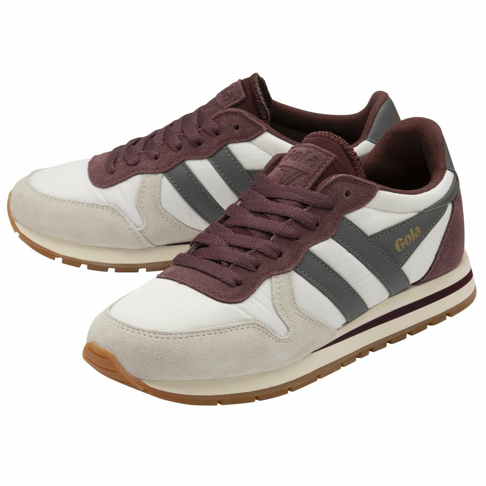 Gola Classics Daytona Chute Women Sneakers White / Burgundy / Grey | ZKDLCV201