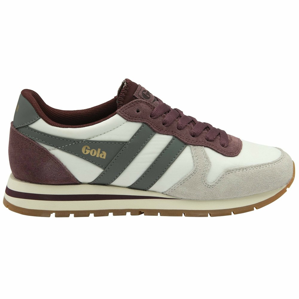 Gola Classics Daytona Chute Women Sneakers White / Burgundy / Grey | ZKDLCV201