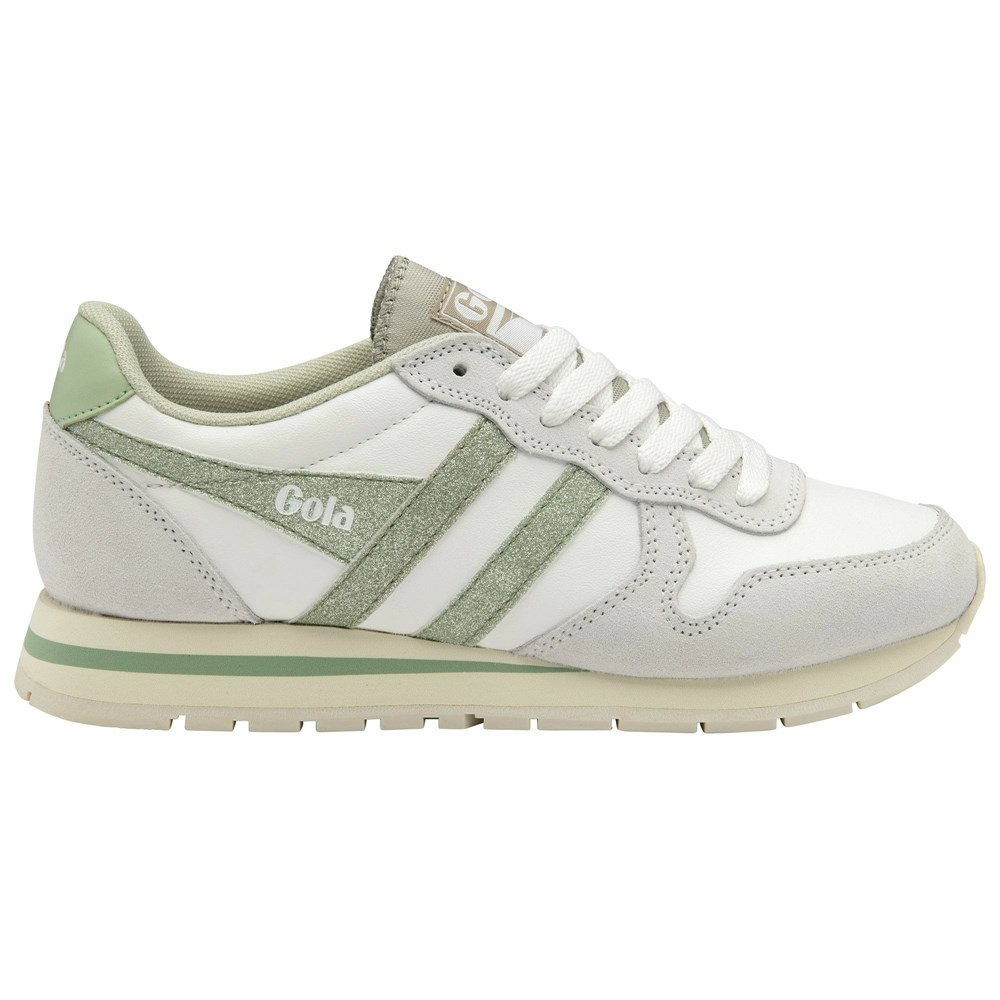 Gola Classics Daytona Glitter Women Sneakers White / Light Green | JROSKP852