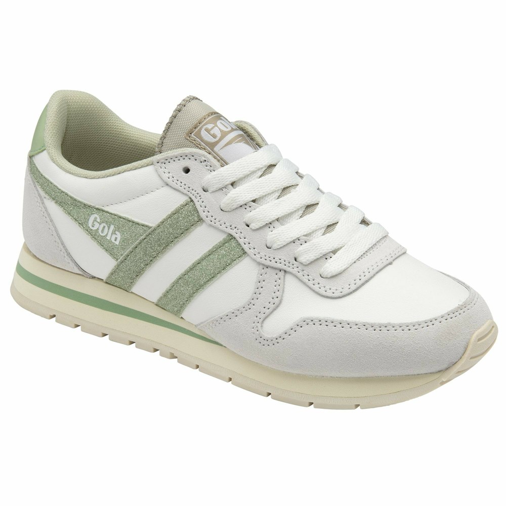 Gola Classics Daytona Glitter Women Sneakers White / Light Green | JROSKP852