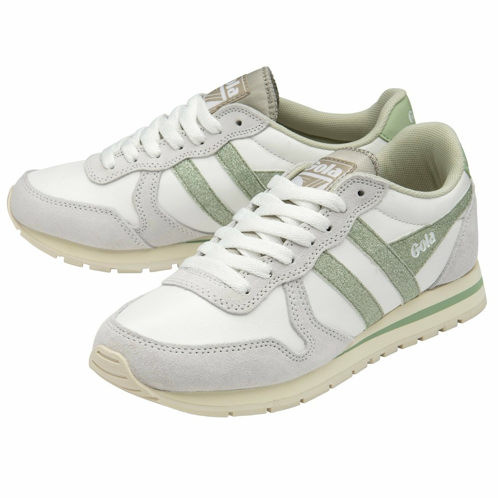 Gola Classics Daytona Glitter Women Sneakers White / Light Green | JROSKP852