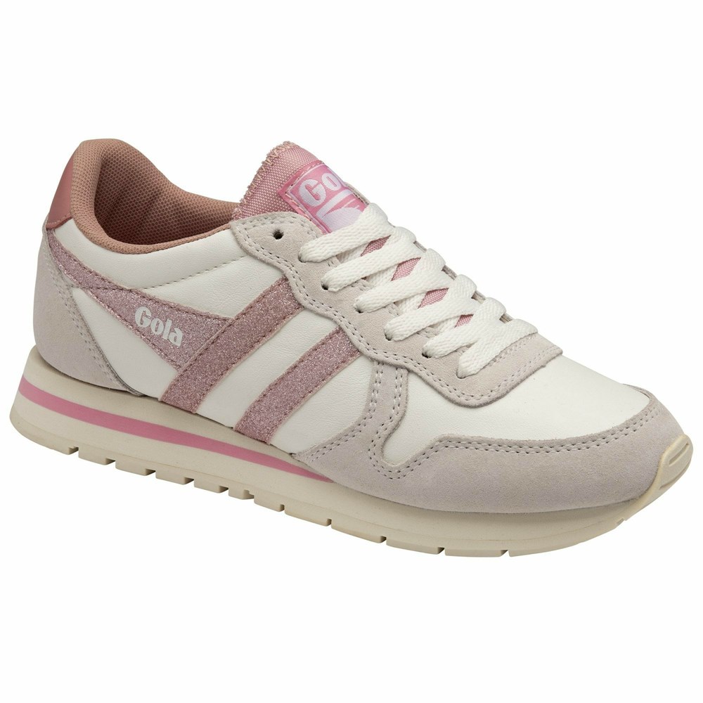 Gola Classics Daytona Glitter Women Sneakers White / Light Pink | XALMJQ012