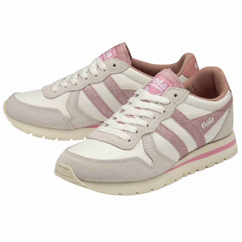 Gola Classics Daytona Glitter Women Sneakers White / Light Pink | XALMJQ012