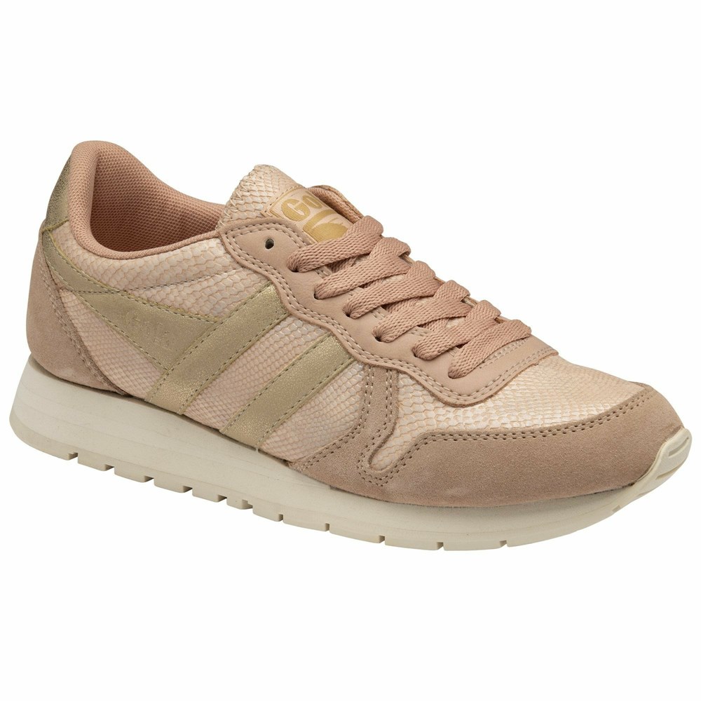 Gola Classics Daytona Lizard Women Sneakers Pink / Gold | XIFPNC590