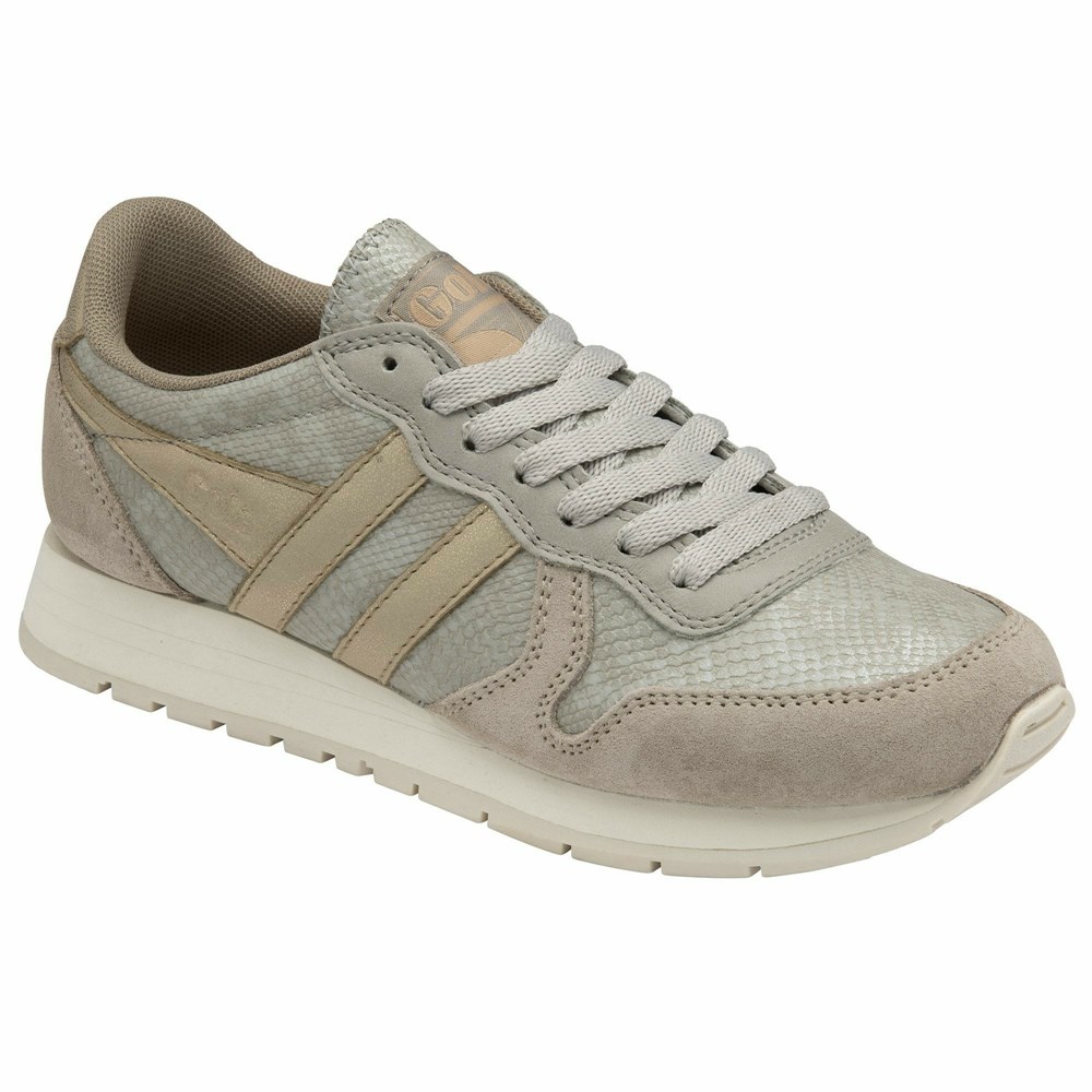 Gola Classics Daytona Lizard Women Sneakers Grey / Gold | OYLGMT490