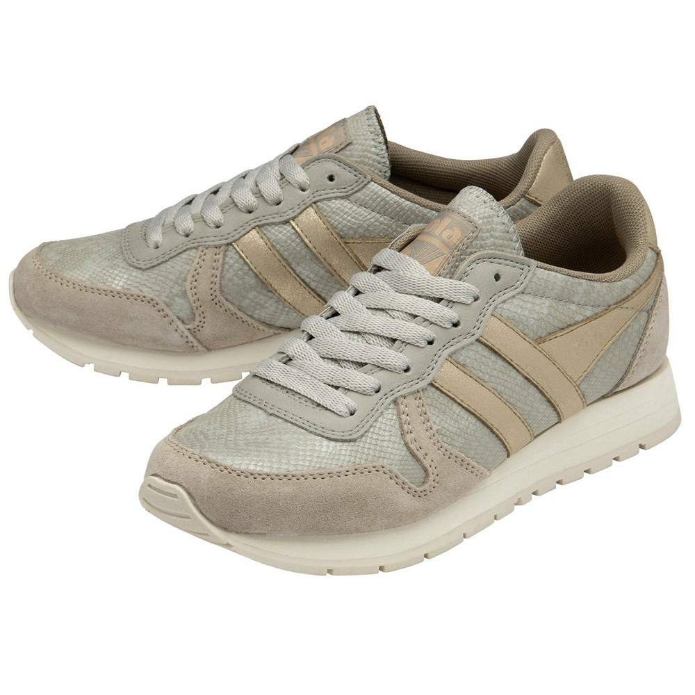 Gola Classics Daytona Lizard Women Sneakers Grey / Gold | OYLGMT490