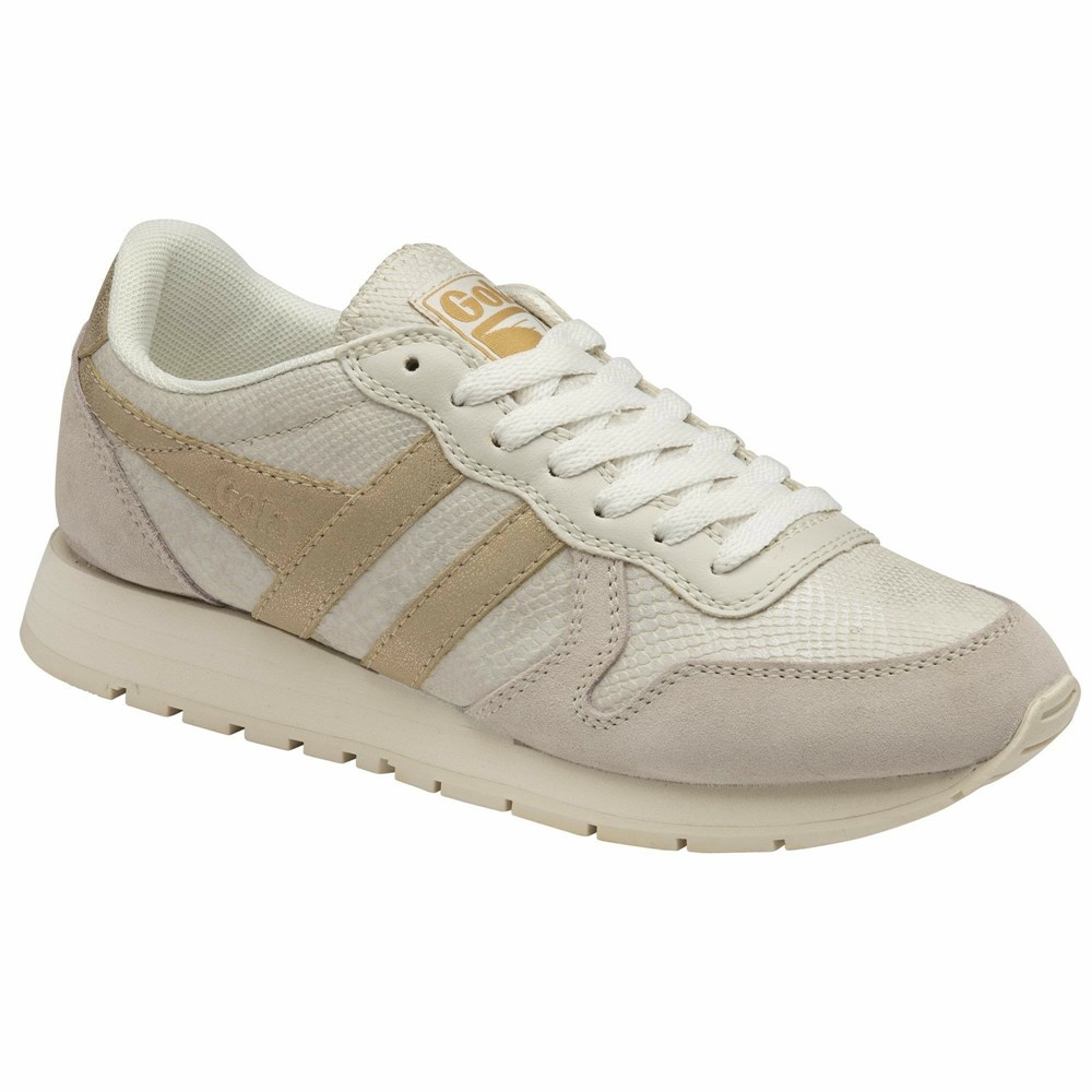 Gola Classics Daytona Lizard Women Sneakers White / Gold | LCAPDN054