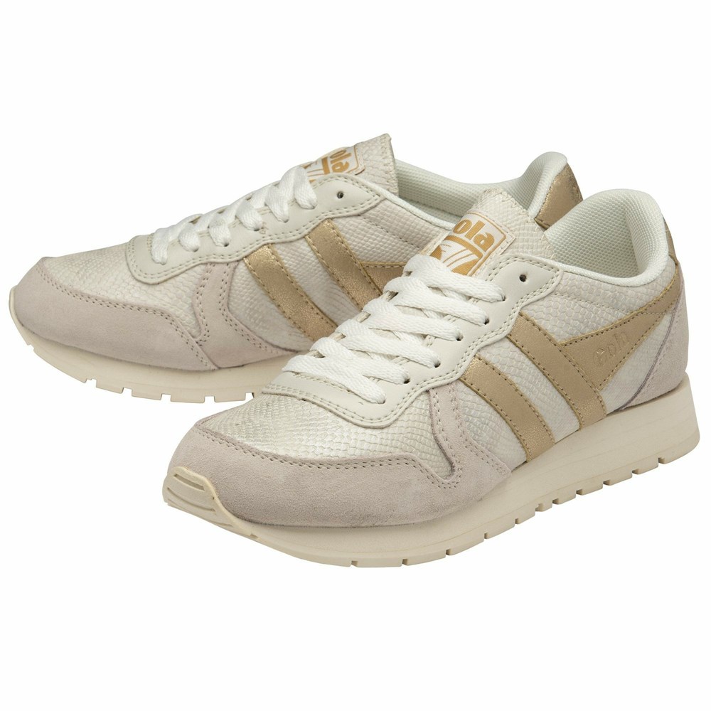 Gola Classics Daytona Lizard Women Sneakers White / Gold | LCAPDN054