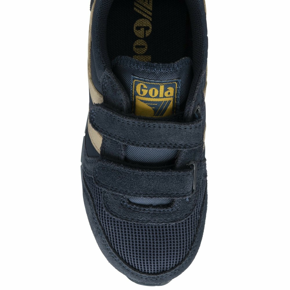 Gola Classics Daytona Mirror Strap Kids' Sneakers Navy / Gold | KSTOEV450