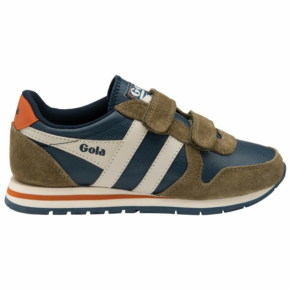 Gola Classics Daytona Pure Strap Kids' Sneakers Navy / Khaki / White | HWXFVI214