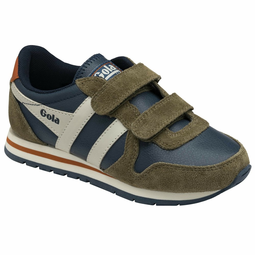 Gola Classics Daytona Pure Strap Kids' Sneakers Navy / Khaki / White | HWXFVI214