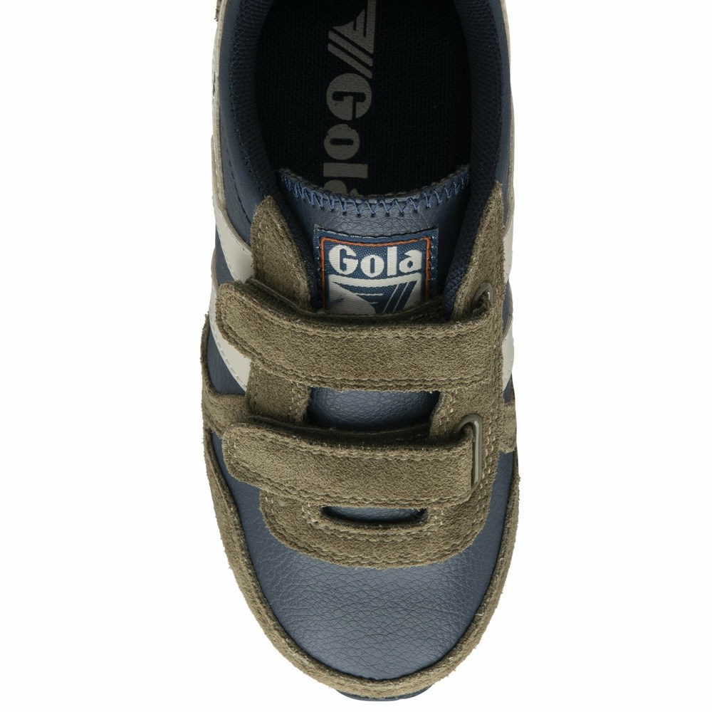 Gola Classics Daytona Pure Strap Kids' Sneakers Navy / Khaki / White | HWXFVI214