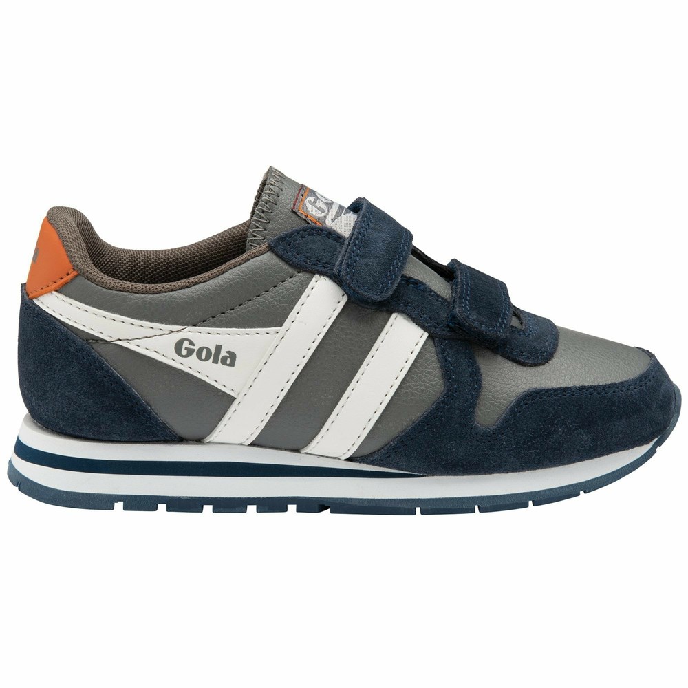 Gola Classics Daytona Pure Strap Kids' Sneakers Grey / Navy / White | IVLKPX745