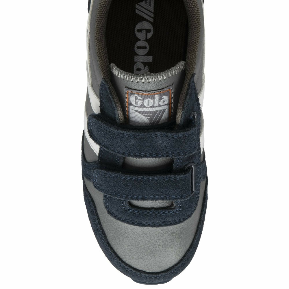 Gola Classics Daytona Pure Strap Kids' Sneakers Grey / Navy / White | IVLKPX745