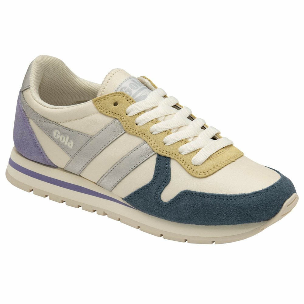 Gola Classics Daytona Quadrant Women Sneakers White / Silver / Lavender | OQPSID063