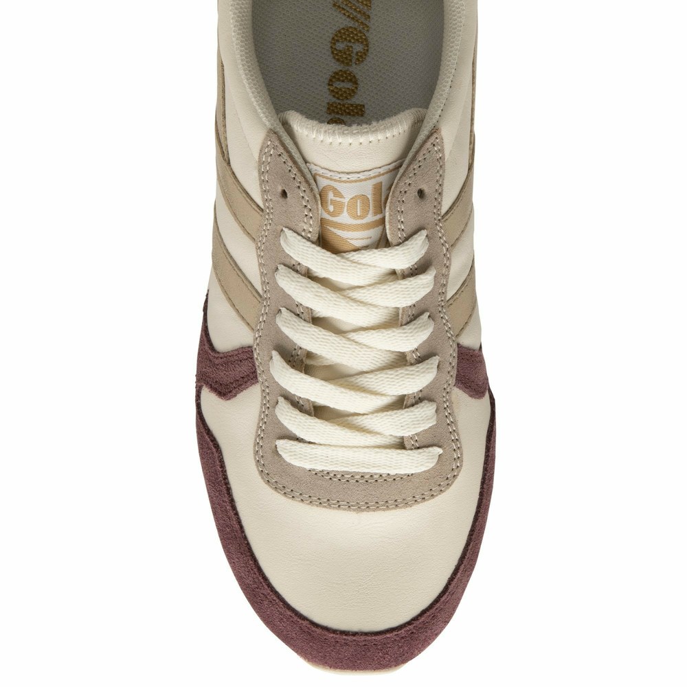 Gola Classics Daytona Quadrant Women Sneakers White / Burgundy / Gold / Pink | JCSFVH923