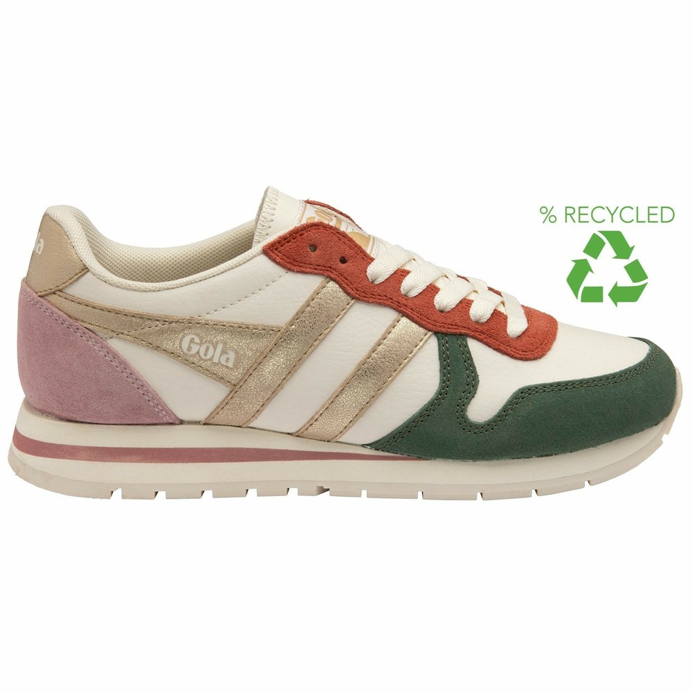 Gola Classics Daytona Quadrant Women Sneakers White / Olive / Gold / Pink | BFMLEP234