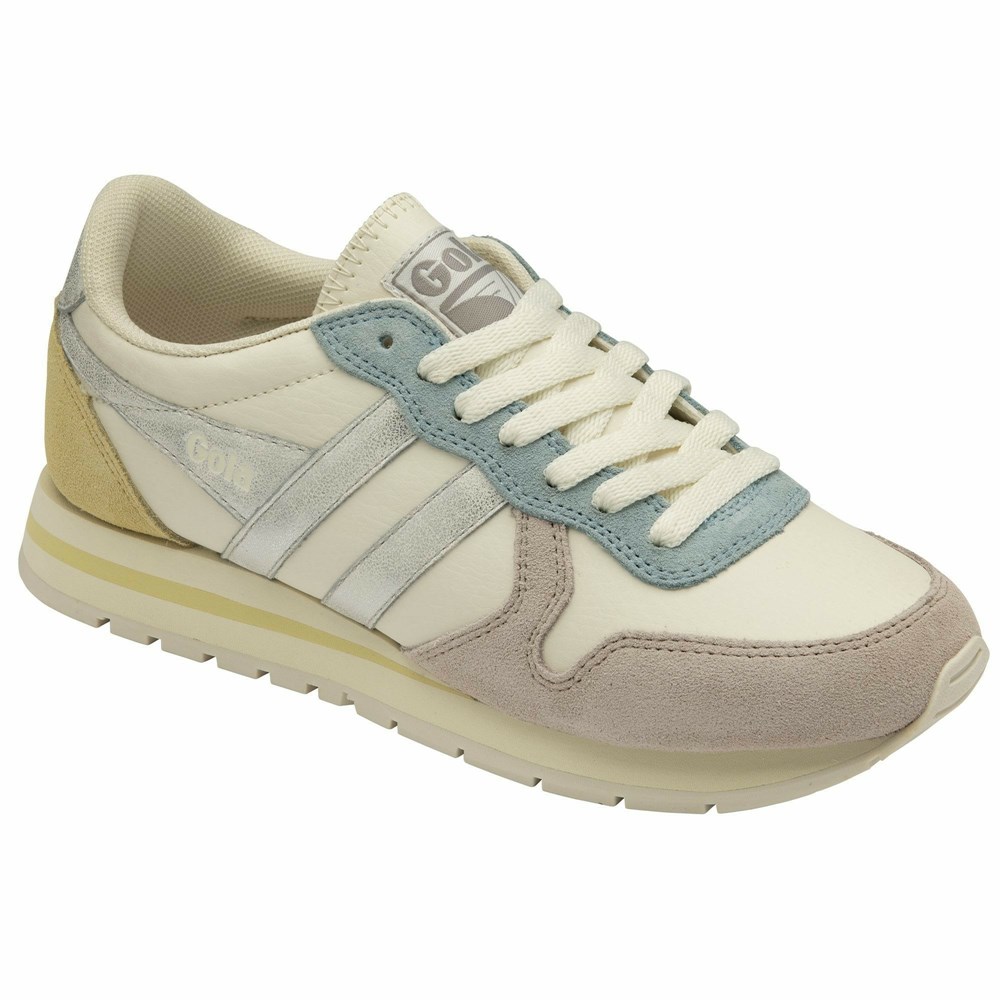 Gola Classics Daytona Quadrant Women Sneakers White / Silver / Lemon | JNOSPW470