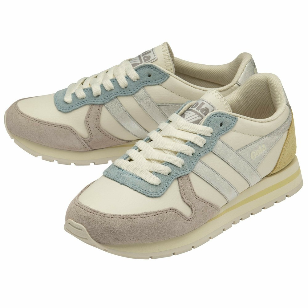 Gola Classics Daytona Quadrant Women Sneakers White / Silver / Lemon | JNOSPW470