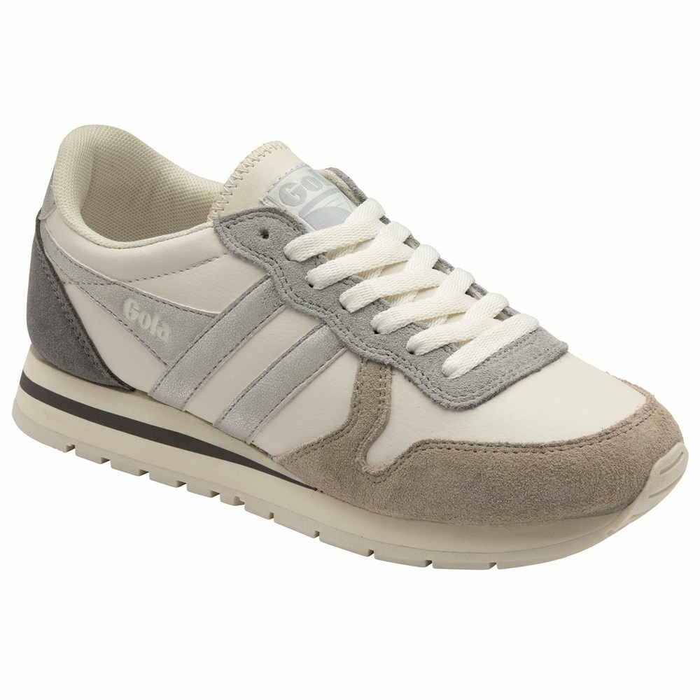 Gola Classics Daytona Quadrant Women Sneakers White / Grey / Silver / Grey | WTPBSM270