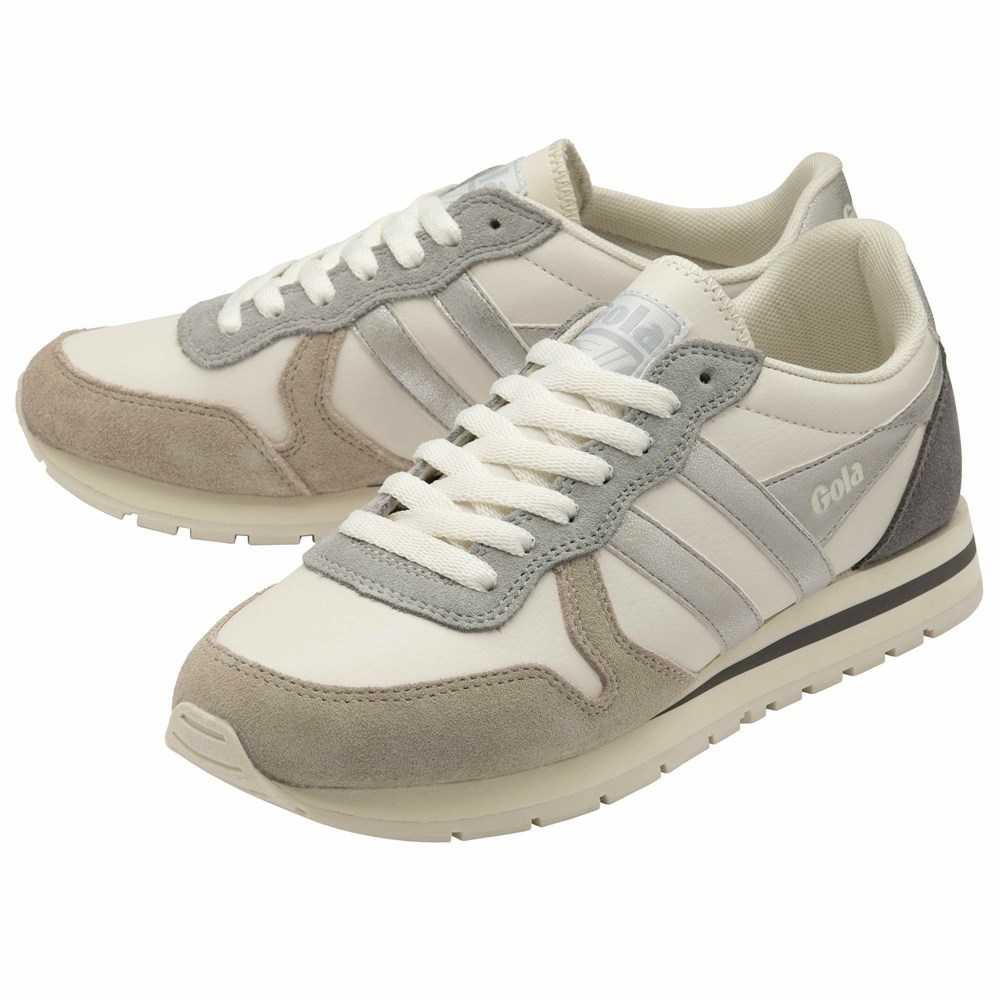 Gola Classics Daytona Quadrant Women Sneakers White / Grey / Silver / Grey | WTPBSM270