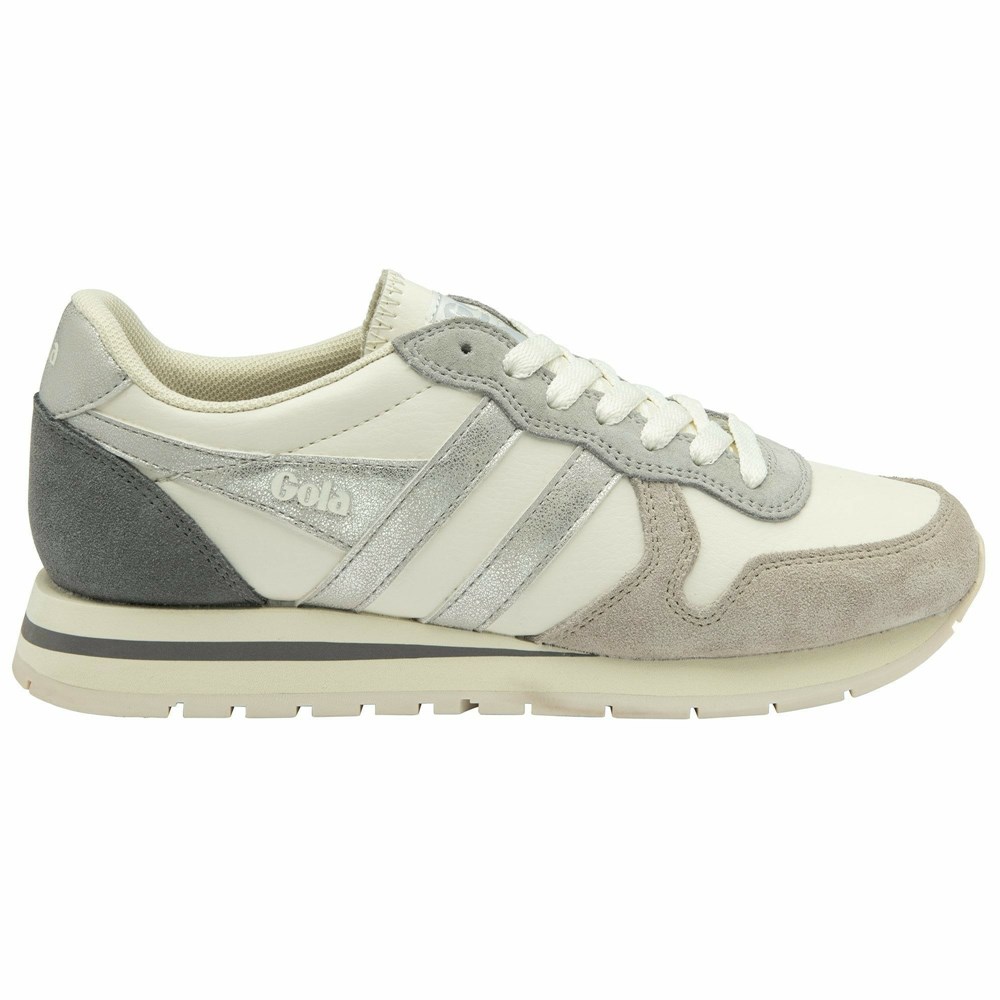 Gola Classics Daytona Quadrant Women Sneakers White / Grey / Silver / Grey | WTPBSM270