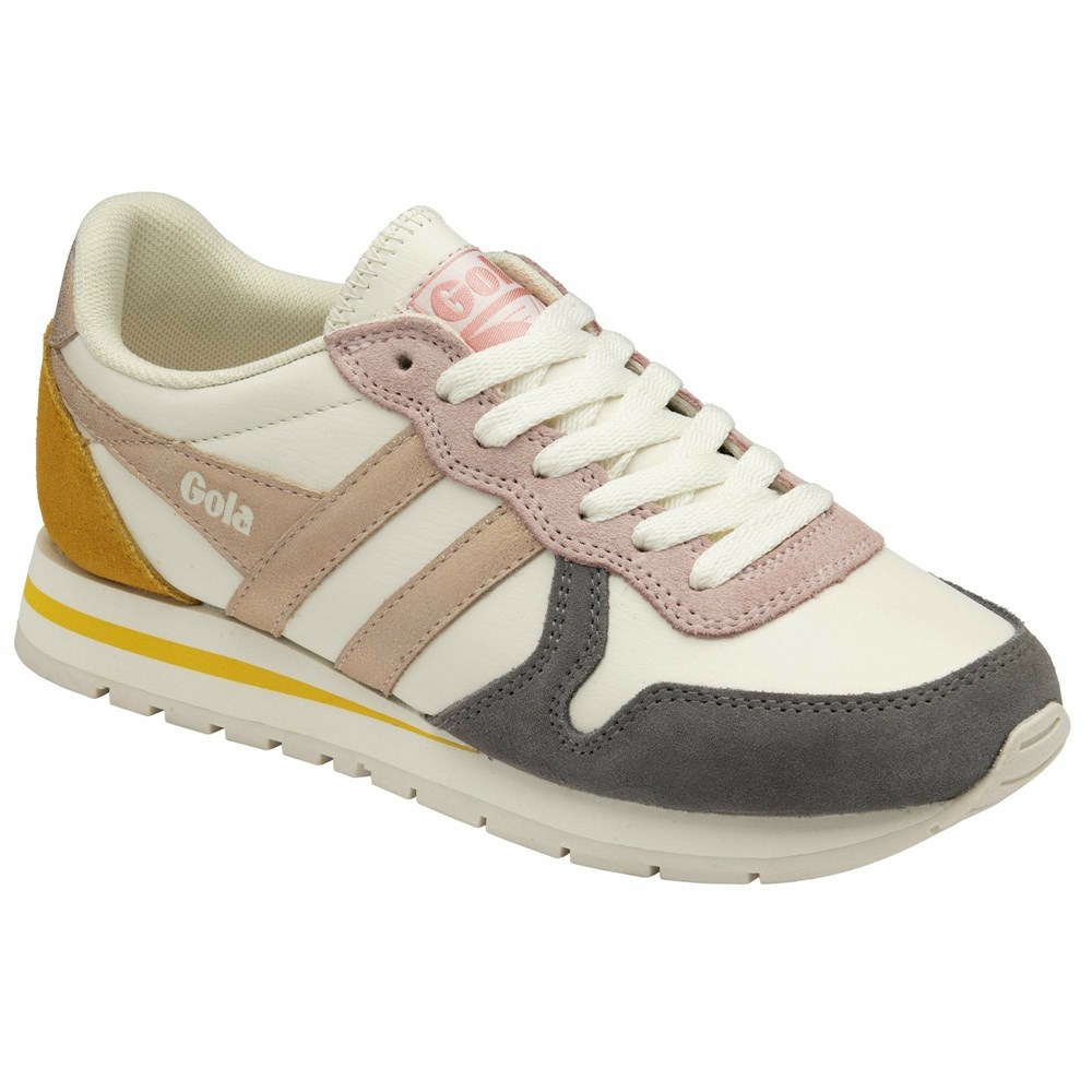 Gola Classics Daytona Quadrant Women Sneakers White / Grey / Rose Gold / Orange | VAODWF931