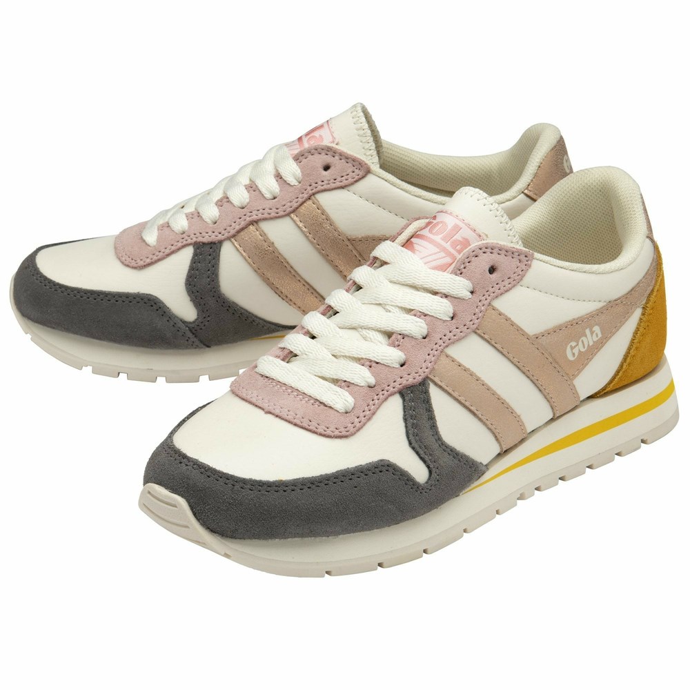 Gola Classics Daytona Quadrant Women Sneakers White / Grey / Rose Gold / Orange | VAODWF931