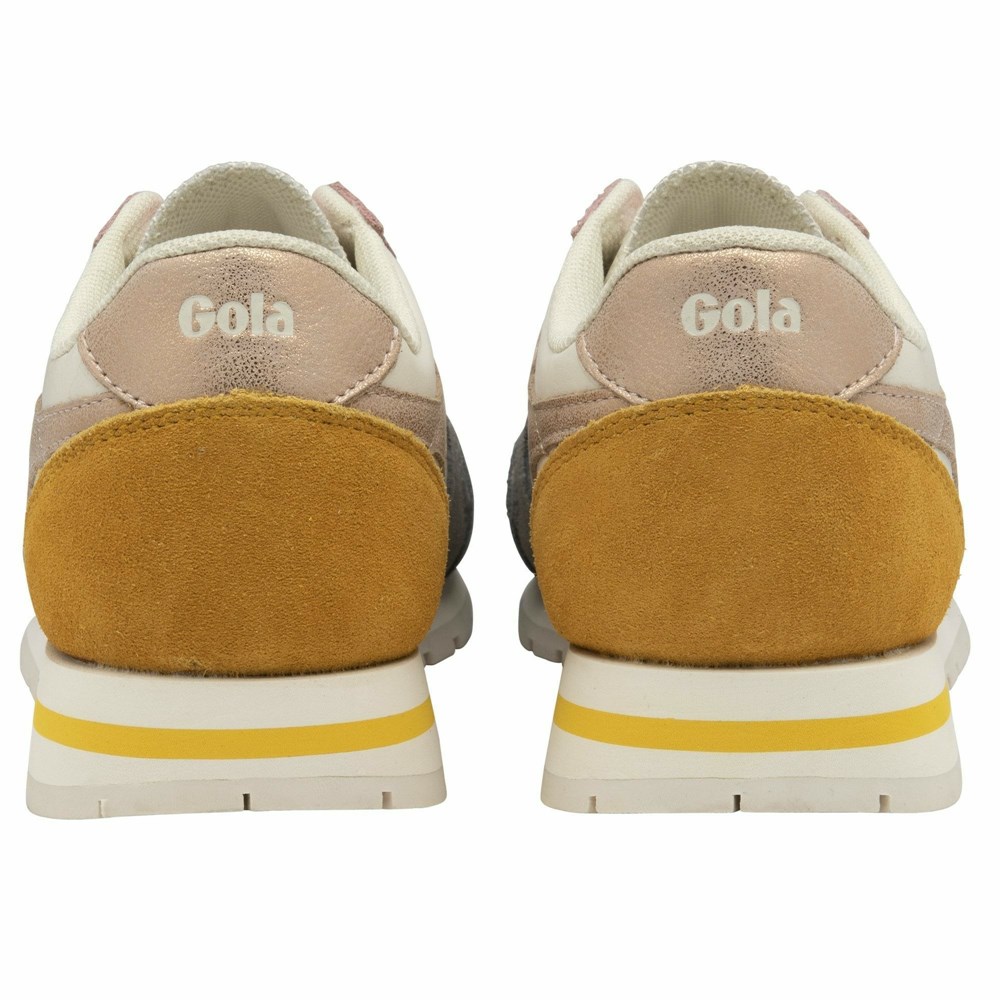 Gola Classics Daytona Quadrant Women Sneakers White / Grey / Rose Gold / Orange | VAODWF931