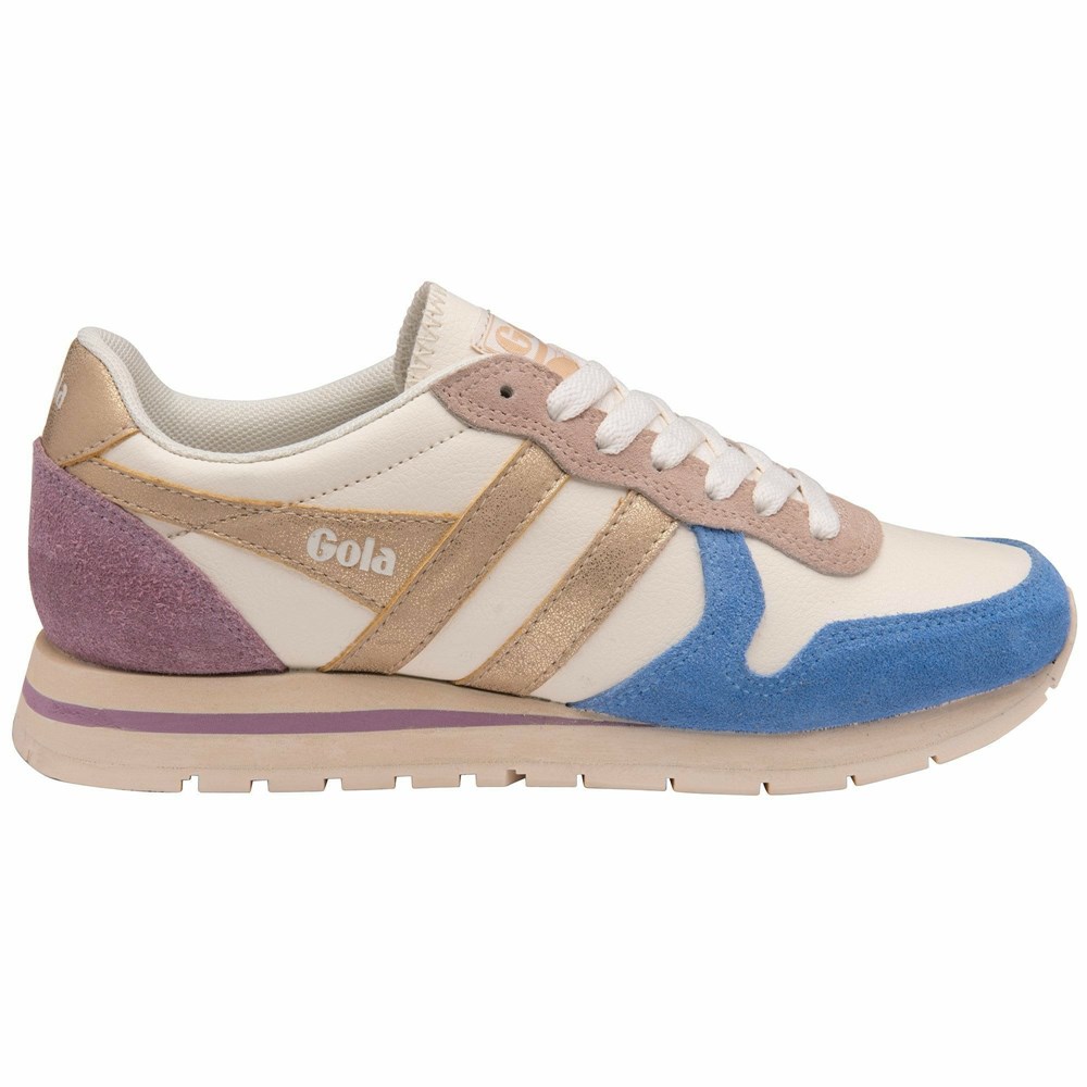 Gola Classics Daytona Quadrant Women Sneakers White / Blue / Gold | GPSWYA410