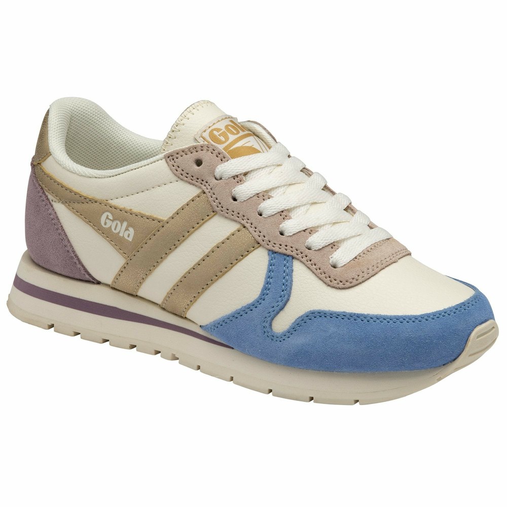 Gola Classics Daytona Quadrant Women Sneakers White / Blue / Gold | GPSWYA410