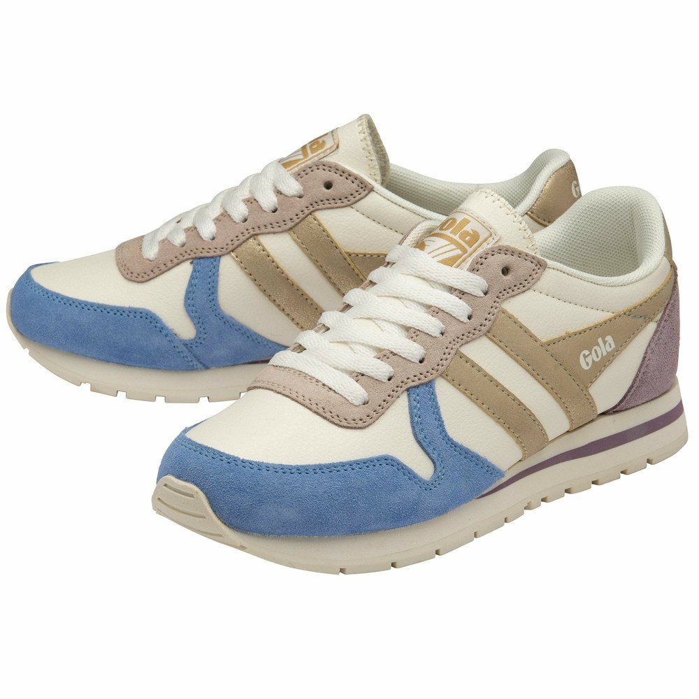 Gola Classics Daytona Quadrant Women Sneakers White / Blue / Gold | GPSWYA410