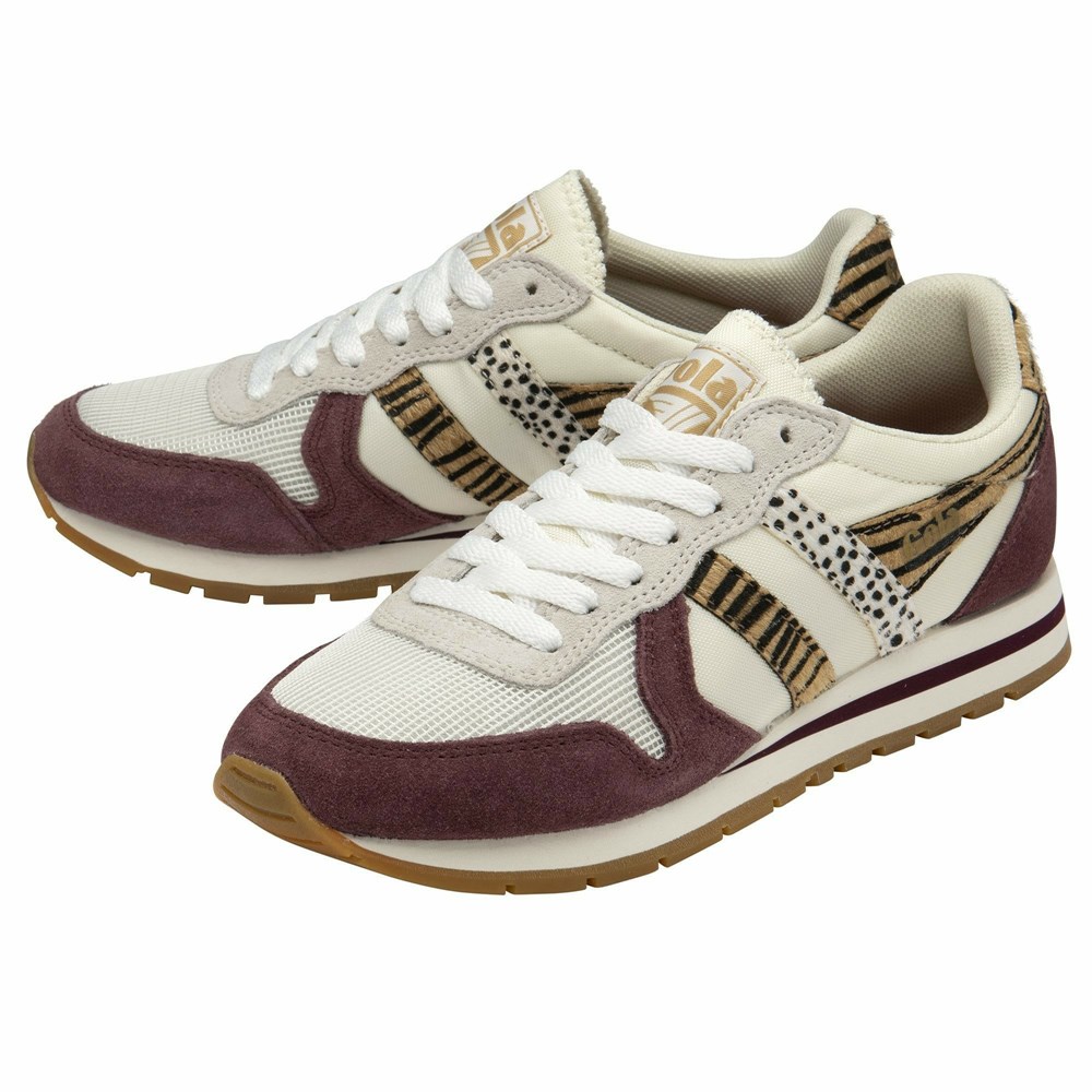 Gola Classics Daytona Safari Women Sneakers White / Burgundy | OYHMZX409