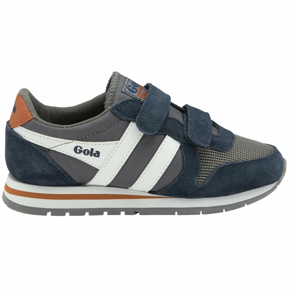 Gola Classics Daytona Strap Kids' Sneakers Navy / Grey / White | PIWSQN138