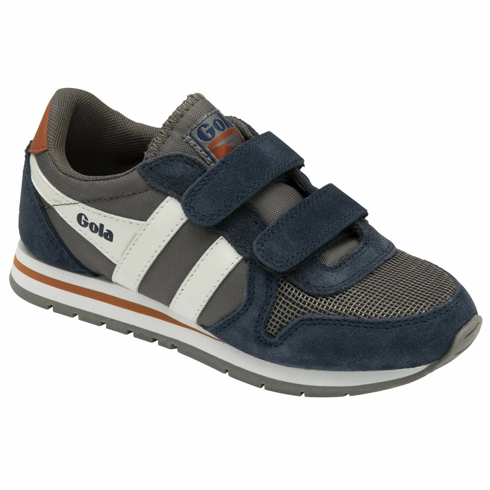 Gola Classics Daytona Strap Kids' Sneakers Navy / Grey / White | PIWSQN138