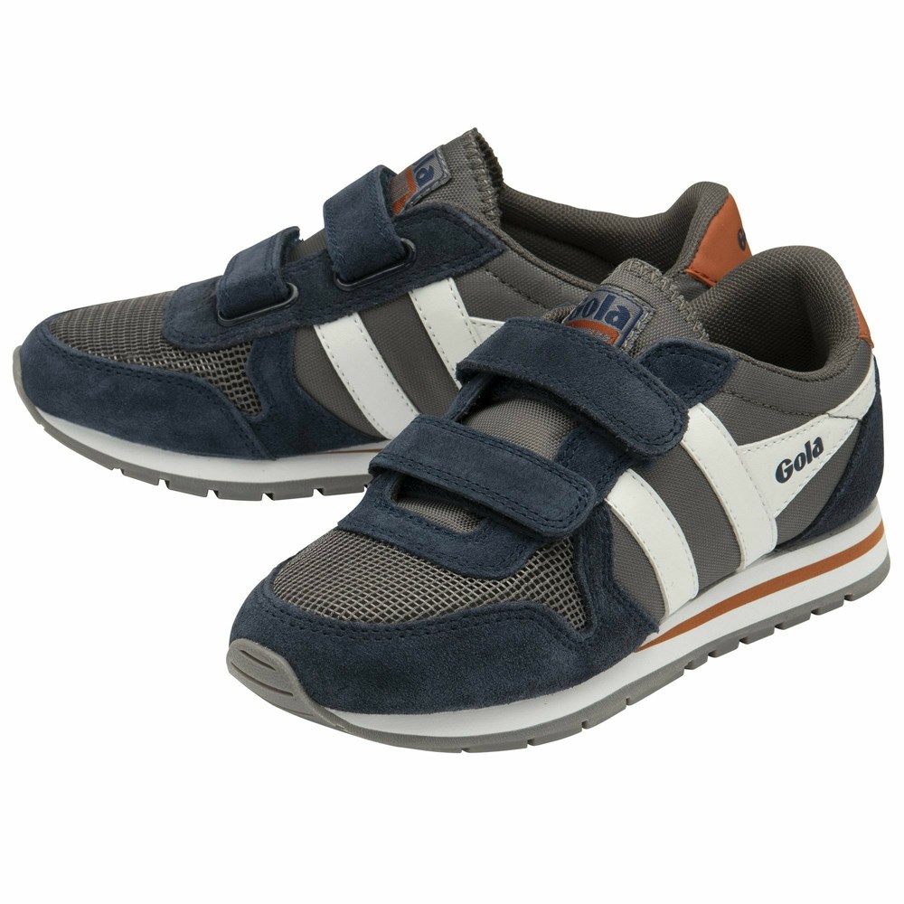 Gola Classics Daytona Strap Kids' Sneakers Navy / Grey / White | PIWSQN138