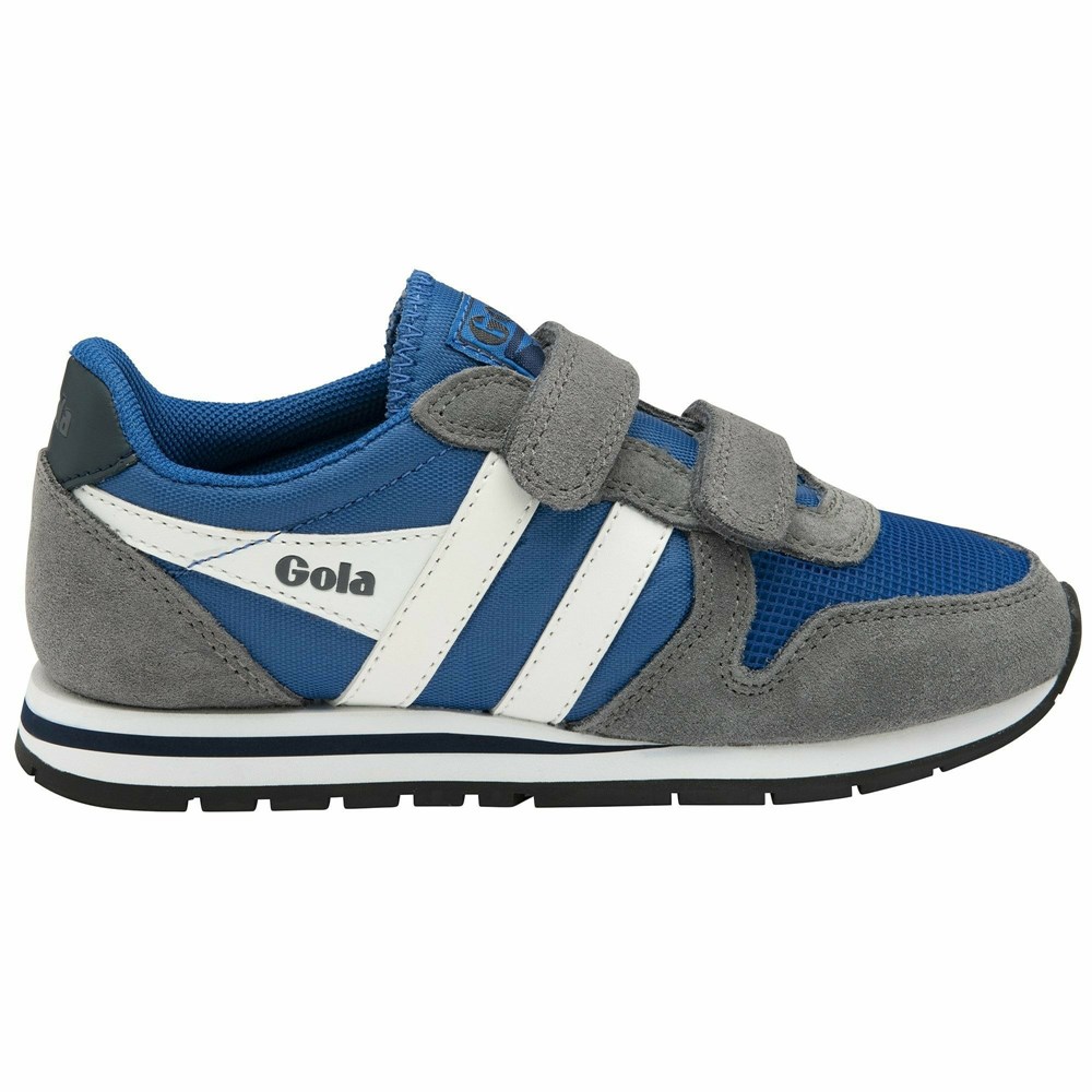 Gola Classics Daytona Strap Kids' Sneakers Blue / Grey / White | ULBDSQ129