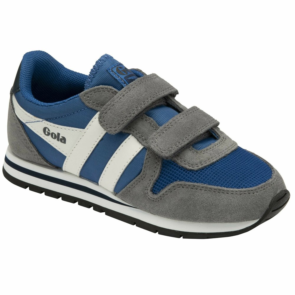 Gola Classics Daytona Strap Kids' Sneakers Blue / Grey / White | ULBDSQ129