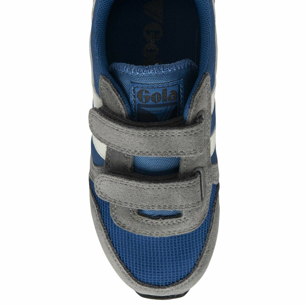 Gola Classics Daytona Strap Kids' Sneakers Blue / Grey / White | ULBDSQ129