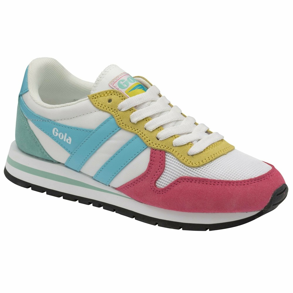 Gola Classics Daytona Women Sneakers White / Pink / Light Turquoise Blue / White | KCUZJQ390