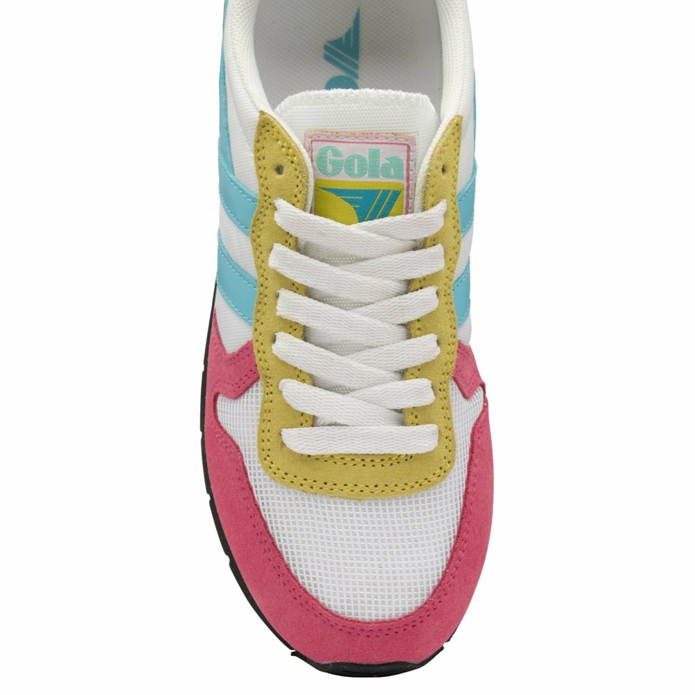 Gola Classics Daytona Women Sneakers White / Pink / Light Turquoise Blue / White | KCUZJQ390