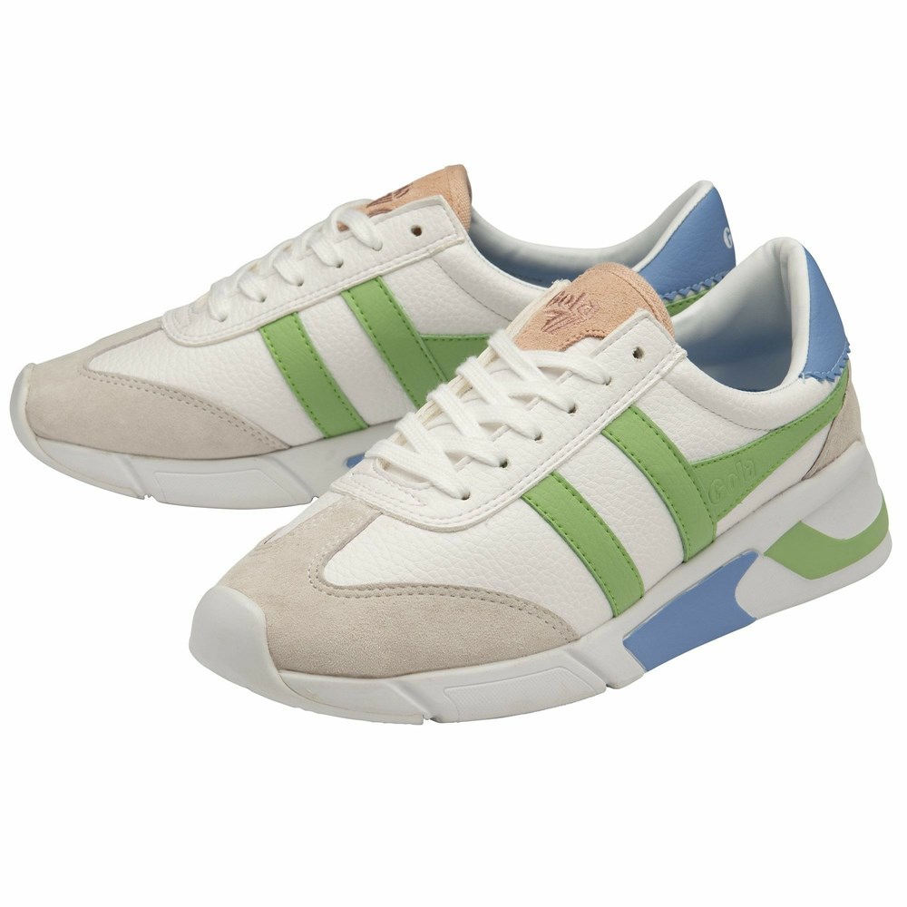 Gola Classics Eclipse California Women Sneakers White / Green / Blue | JWUGEP537