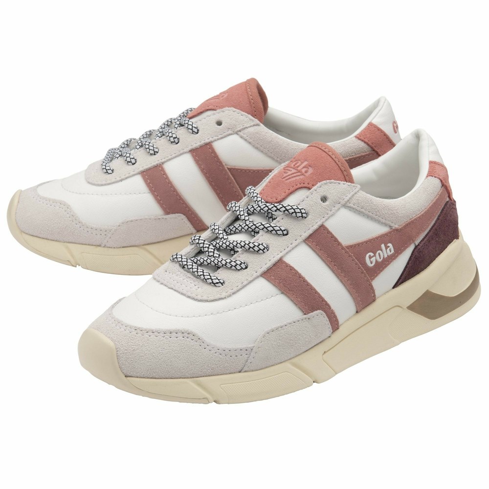 Gola Classics Eclipse Pure Women Sneakers White / Rose / Coral Pink | QKPLCW361