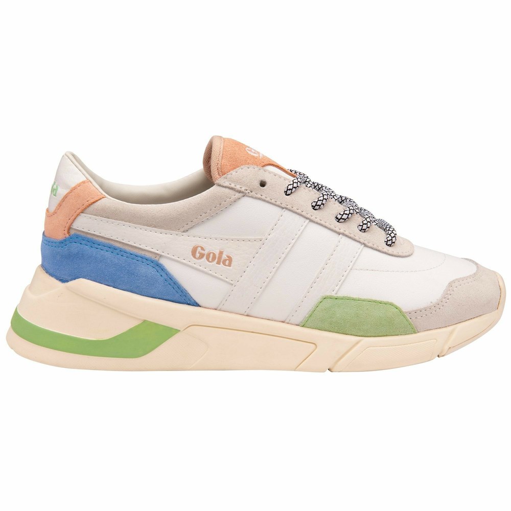 Gola Classics Eclipse Trident Women Sneakers White / Green / Blue | WSZREM623